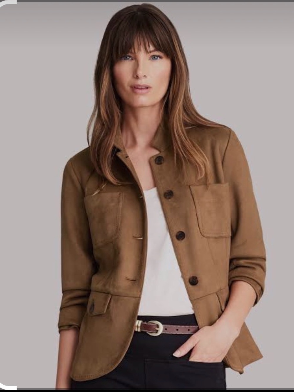 J. Jill Women's Suede Brown Tan Jacket Fall 2025 Collection Petite Large